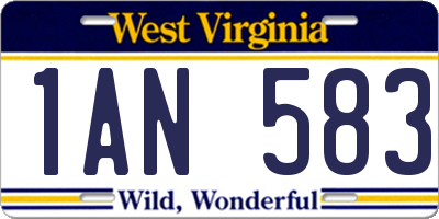 WV license plate 1AN583