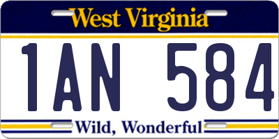 WV license plate 1AN584