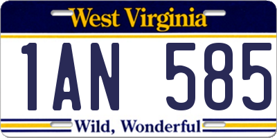 WV license plate 1AN585