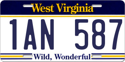 WV license plate 1AN587
