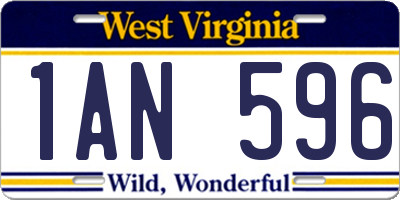 WV license plate 1AN596