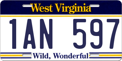 WV license plate 1AN597