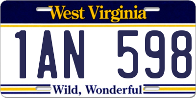 WV license plate 1AN598