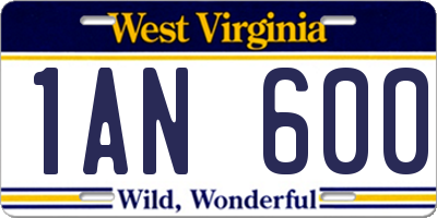 WV license plate 1AN600