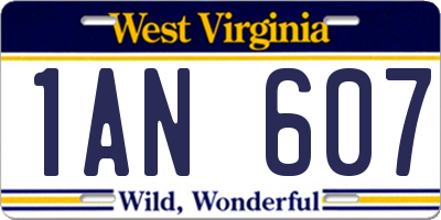 WV license plate 1AN607