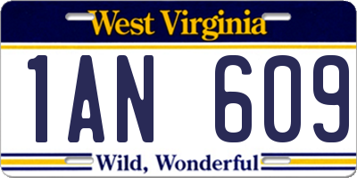 WV license plate 1AN609