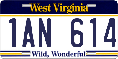 WV license plate 1AN614