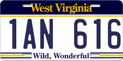 WV license plate 1AN616