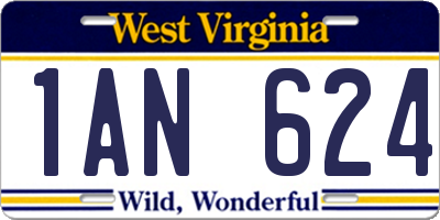 WV license plate 1AN624