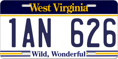WV license plate 1AN626