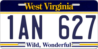 WV license plate 1AN627