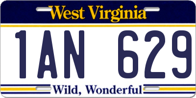 WV license plate 1AN629