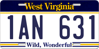 WV license plate 1AN631