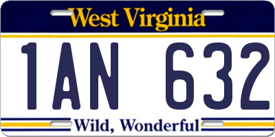 WV license plate 1AN632