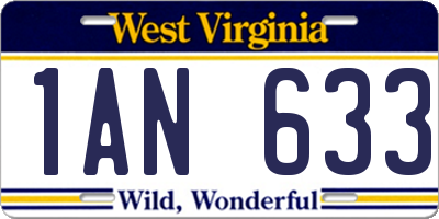 WV license plate 1AN633