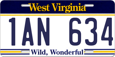 WV license plate 1AN634