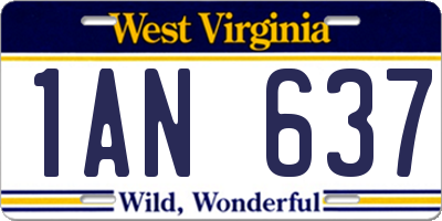 WV license plate 1AN637