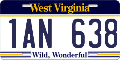 WV license plate 1AN638