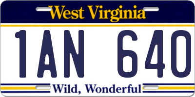 WV license plate 1AN640