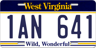 WV license plate 1AN641