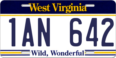 WV license plate 1AN642