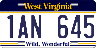 WV license plate 1AN645