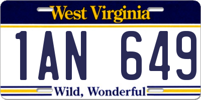 WV license plate 1AN649