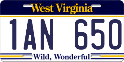 WV license plate 1AN650