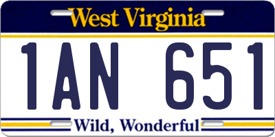 WV license plate 1AN651
