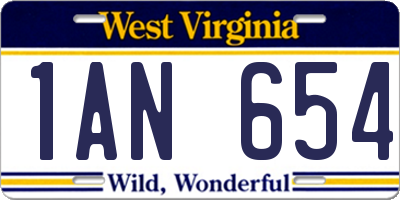 WV license plate 1AN654