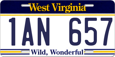 WV license plate 1AN657