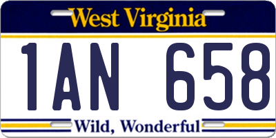 WV license plate 1AN658