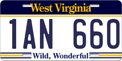 WV license plate 1AN660