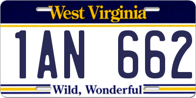 WV license plate 1AN662