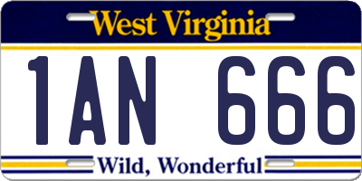 WV license plate 1AN666