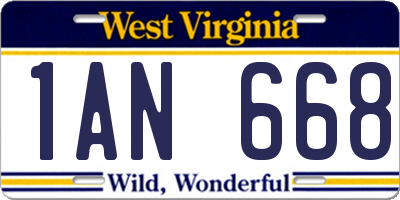 WV license plate 1AN668
