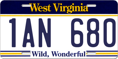 WV license plate 1AN680
