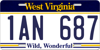 WV license plate 1AN687