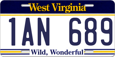 WV license plate 1AN689