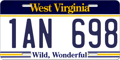 WV license plate 1AN698