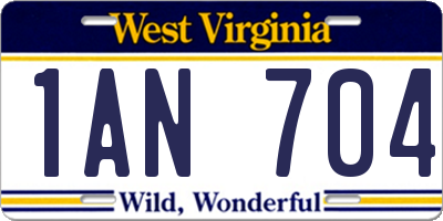 WV license plate 1AN704