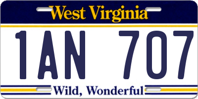 WV license plate 1AN707