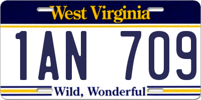 WV license plate 1AN709