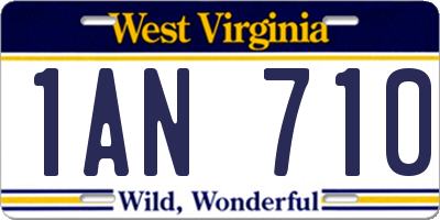 WV license plate 1AN710