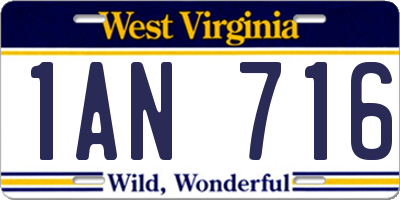 WV license plate 1AN716