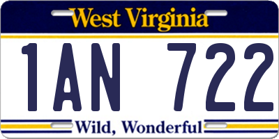 WV license plate 1AN722