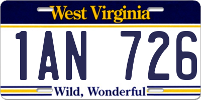 WV license plate 1AN726