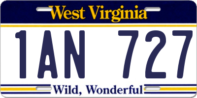 WV license plate 1AN727