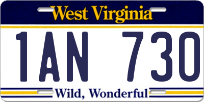 WV license plate 1AN730