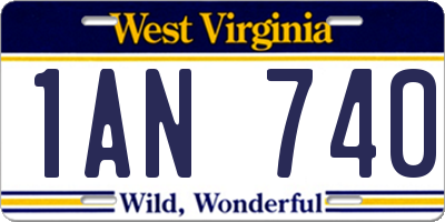 WV license plate 1AN740